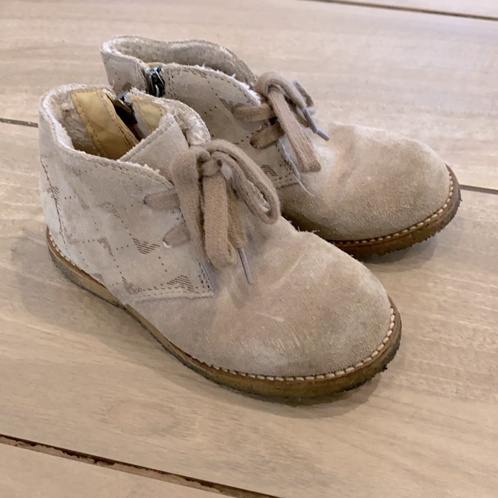 Armani juniors suede boot lace up ankle boot